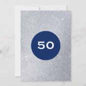 Verjaardag Navy en Silver Glitter Surprise Party Kaart (Achterkant)