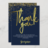 Verjaardag Navy Gold Typografie Bedankkaart (Voorkant / Achterkant)