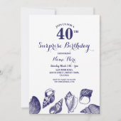 Verjaardag Navy Party Shells Ocean Beach Zee Kaart (Voorkant)