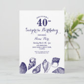 Verjaardag Navy Party Shells Ocean Beach Zee Kaart (Staand voorkant)