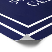 Verjaardag navyblauw monogram elegante welkom poster (Hoek)