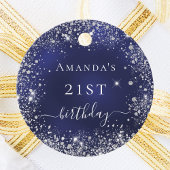 Verjaardag navyblauw zilver bedankt bedankjes labels