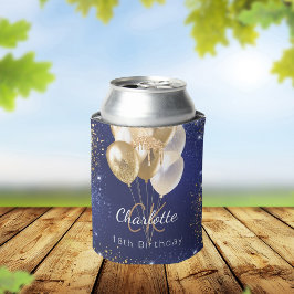 Verjaardag navyblauwe gouden ballonnen monogram na blikjeskoeler