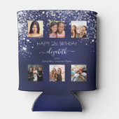 Verjaardag navyblauwe vrienden foto blikjeskoeler (Achterkant)