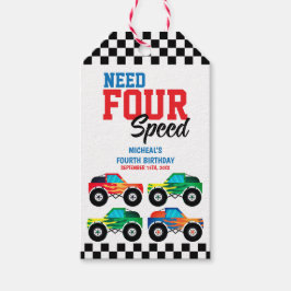 Verjaardag Need Four Speed Monster Truck Cadeaulabel
