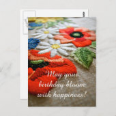 Verjaardag Needle Art Briefkaart (Voorkant / Achterkant)