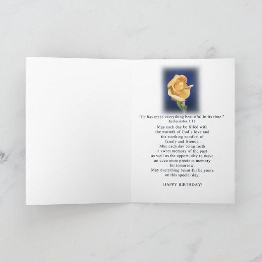 Verjaardag, neef, gele rozenknop kaart (Binnen)