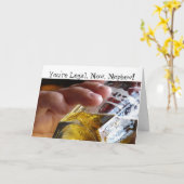 Verjaardag, neef, wettelijk, 21. Bier in glas. Kaart (Gele Bloem)