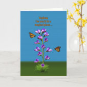 Verjaardag, neef, zoete erwten en vlinders kaart (Gele Bloem)