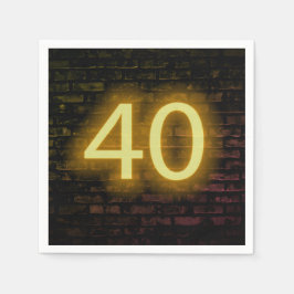 Verjaardag Neon 40 Bord op Bakstenen Muur Servet