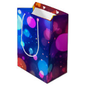 Verjaardag Neon Bokeh Lichten Abstract Medium Cadeauzakje (Achterkant Gekanteld)