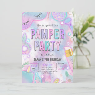 Verjaardag Neon Glow Pamper Spa Party Kaart