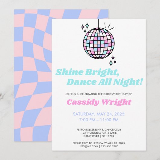 Verjaardag Neon Groovy Disco Kaart (Voorkant / Achterkant)