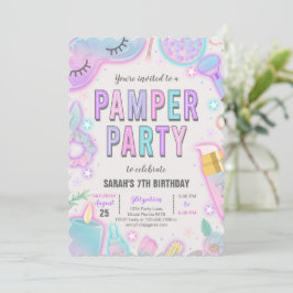Verjaardag Neon Pamper Spa Party Kaart