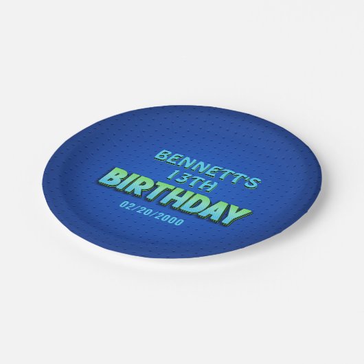 Verjaardag Neon Papieren Bordje (Gekanteld)