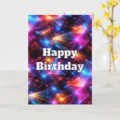 Verjaardag Neon Polygoon Abstract met Explosies Kaart (Gele Bloem)