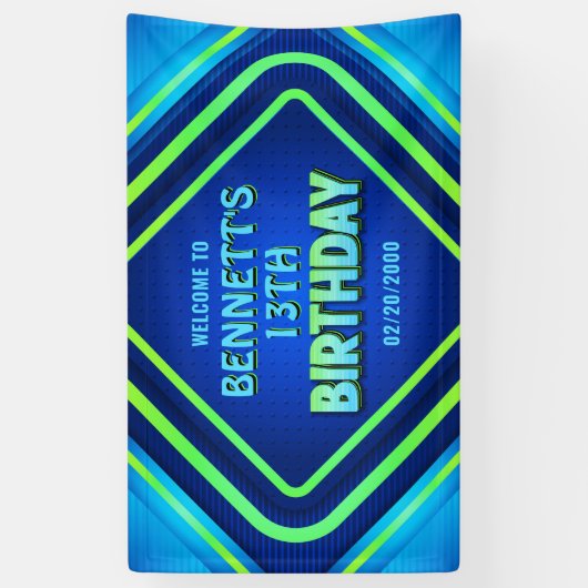 Verjaardag Neon Spandoek (Verticaal)