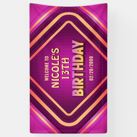 Verjaardag Neon Spandoek (Verticaal)