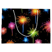 Verjaardag Neon vuurwerk op zwart Groot Cadeauzakje (Achterkant)