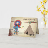 Verjaardag - Nephew - Native Indian Fun Kaart (Gele Bloem)