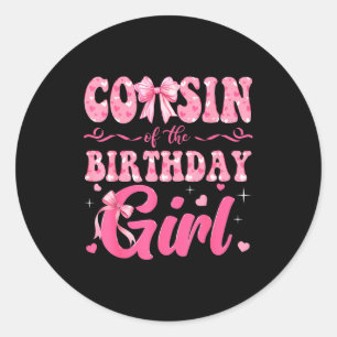 Verjaardag nicht familie roze coquette ronde sticker
