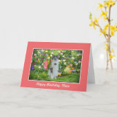 Verjaardag, nichtje, kat tussen de bloemen kaart (Gele Bloem)