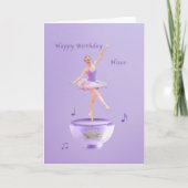 Verjaardag, nichtje, muziekdoos Ballerina Kaart (Voorkant)