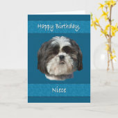 Verjaardag, nichtje, Shih Tzu Dog Kaart (Gele Bloem)