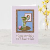 Verjaardag, nichtje, stilleven met kruik en Roos Kaart (Gele Bloem)