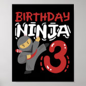 Verjaardag Ninja 3 jaar oud Karate Kinder 3e verja Poster (Voorkant)