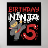 Verjaardag Ninja 5 jaar oud Karate Kinder 5e verja Poster (Voorkant)