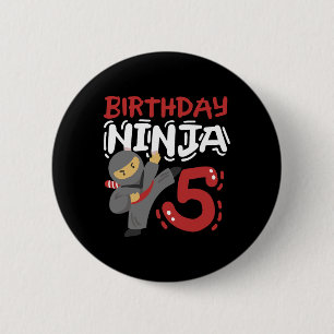 Verjaardag Ninja 5 jaar oud Karate Kinder 5e verja Ronde Button 5,7 Cm