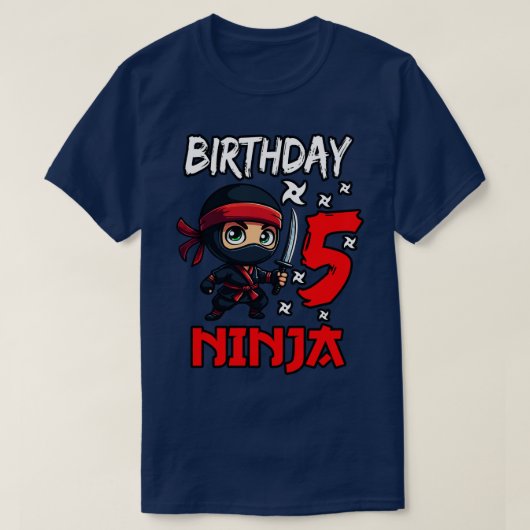 Verjaardag Ninja 5 Kinder 5e Verjaardag T-shirt (Design voorkant)