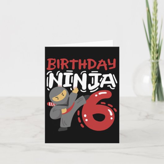 Verjaardag Ninja 6 jaar oud Karate Kinder 6e verja Kaart (Voorkant)