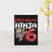 Verjaardag Ninja 6 jaar oud Karate Kinder 6e verja Kaart (Gele Bloem)