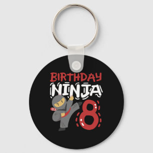 Verjaardag Ninja 8 jaar oud Karate Kinder 8e verja Sleutelhanger