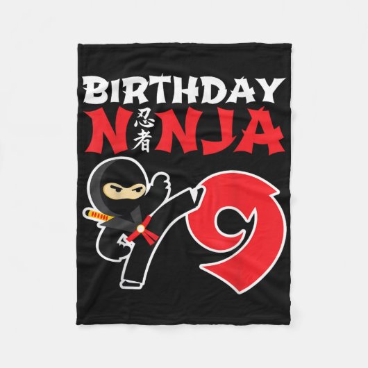 Verjaardag Ninja - 9 Jaar Oude Ninja Feest - Verja Fleece Deken (Voorkant)