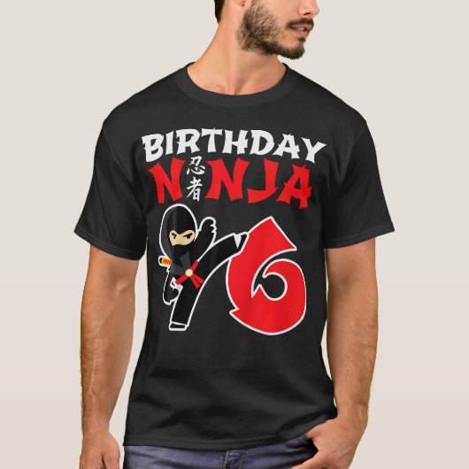 Verjaardag Ninja Shirt - 6 Jaar Oud Ninja Verjaard (Voorkant)