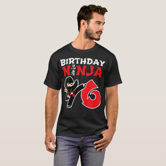 Verjaardag Ninja Shirt - 6 Jaar Oud Ninja Verjaard (Voorkant volledig)