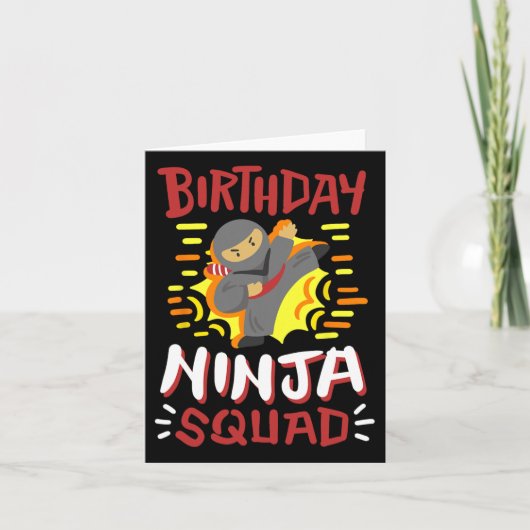 Verjaardag Ninja Squad Karate Meisjes Jongens Kind Kaart (Voorkant)