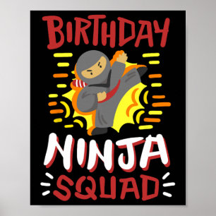 Verjaardag Ninja Squad Karate Meisjes Jongens Kind Poster