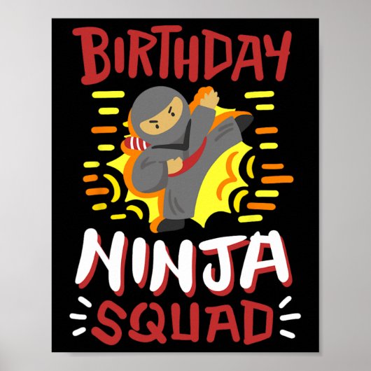 Verjaardag Ninja Squad Karate Meisjes Jongens Kind Poster (Voorkant)