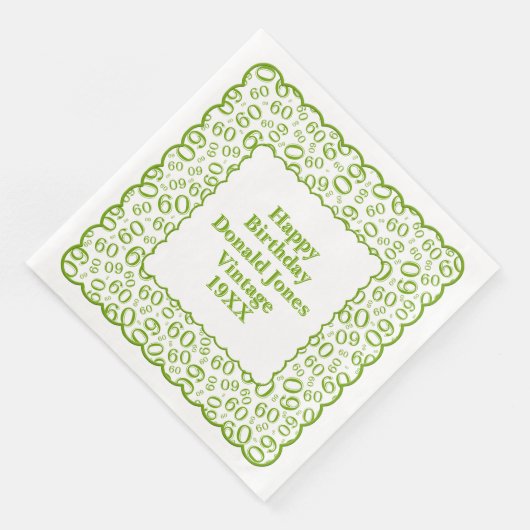 Verjaardag Nummer Patroon Scallops Groen/Wit Servet (Hoek)
