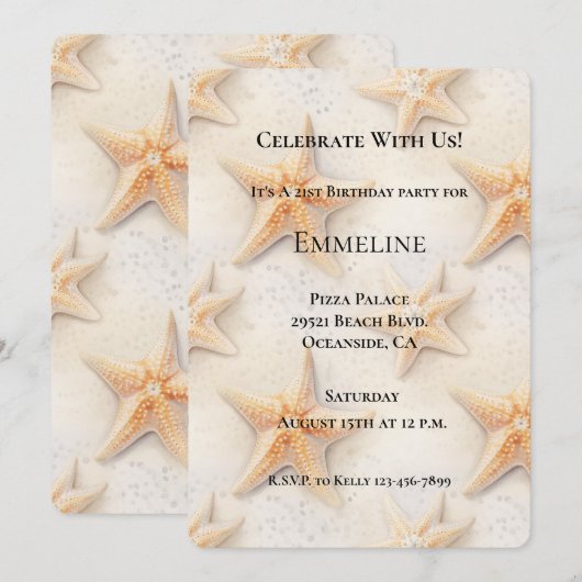 Verjaardag Ocean Starfish Beach Kaart (Voorkant / Achterkant)