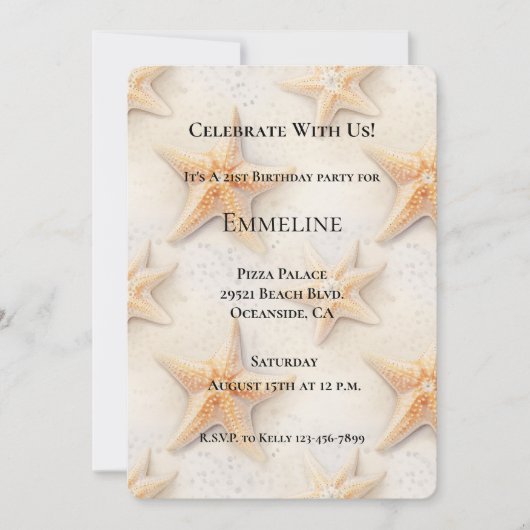 Verjaardag Ocean Starfish Beach Kaart (Voorkant)