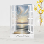 Verjaardag Ocean Sunrise Window Kaart (Gele Bloem)