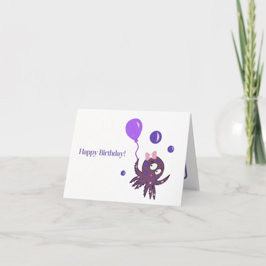Verjaardag octopus feestdagen kaart (Voorkant)