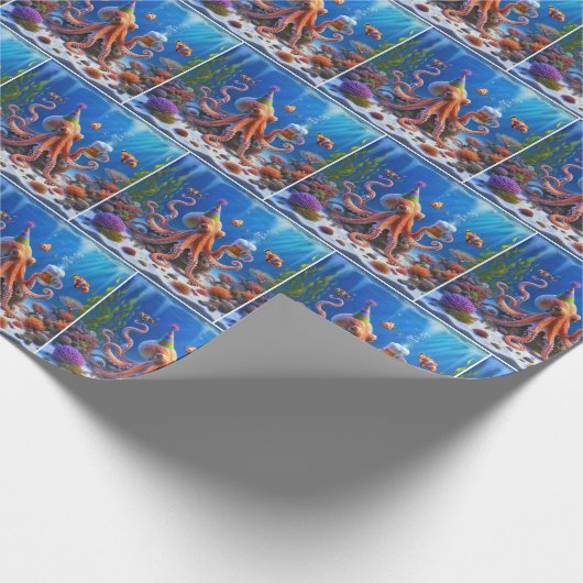 Verjaardag Octopus met bier Mok Cadeaupapier (Hoek)