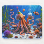 Verjaardag Octopus met bier Mok Muismat (Voorkant)