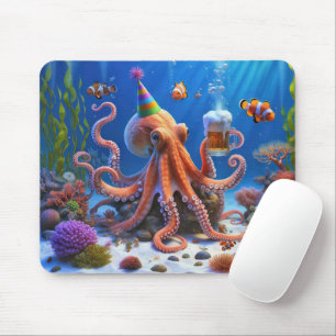 Verjaardag Octopus Met Bierpul Muismat
